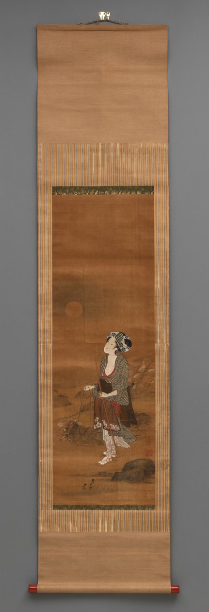 站立人物，c.1790-1850（丝绸水彩画） 作者 北川藤丸