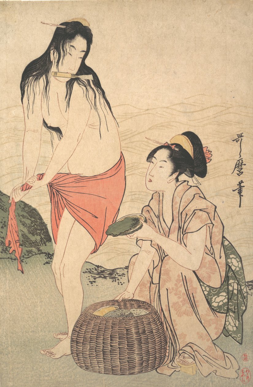 鲍鱼潜水员，1788年。 作者 北川宇多郎