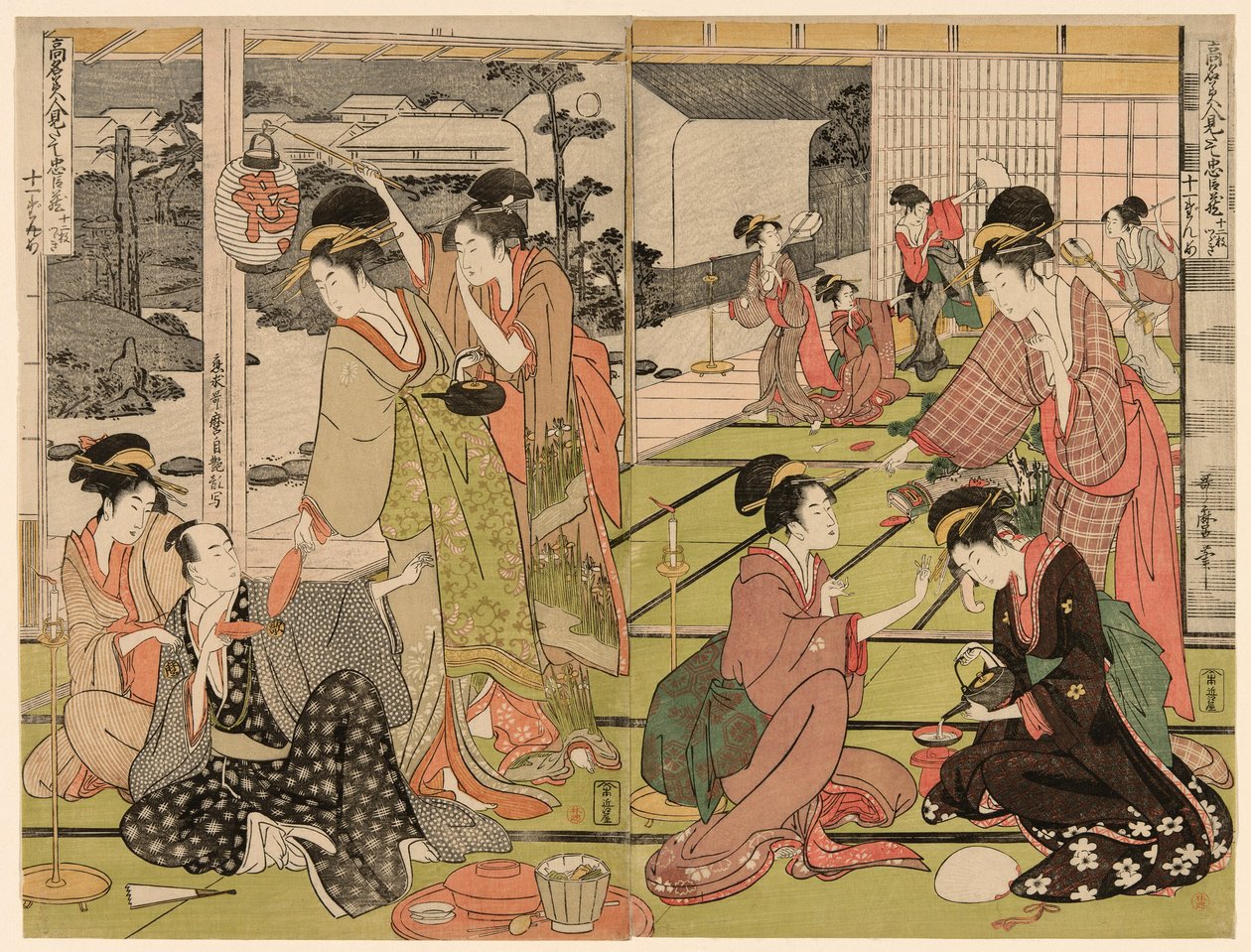 第十一幕，选自 "名媛模仿的春樱剧（Komei bijin mitate Chushingura Junimai Kuzuki）"系列 作者 北川宇多郎