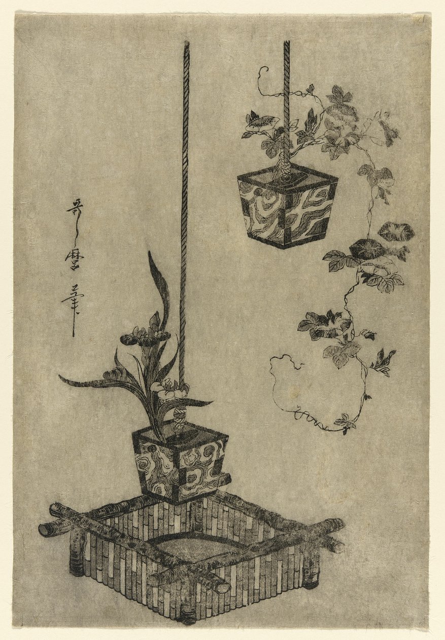 鸢尾花和牵牛花的布置 作者 北川宇多郎