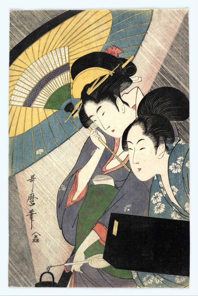 伞下的两个女人 - 伞下的两个女人 作者：北川歌马郎（1753-1806） 作者 北川宇多郎