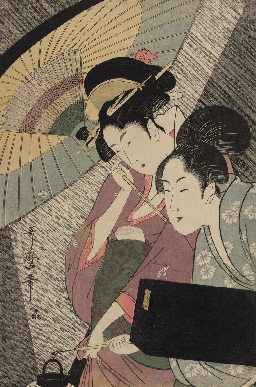 艺ish和一个雨夜的侍应生，约1797年 作者 北川宇多郎