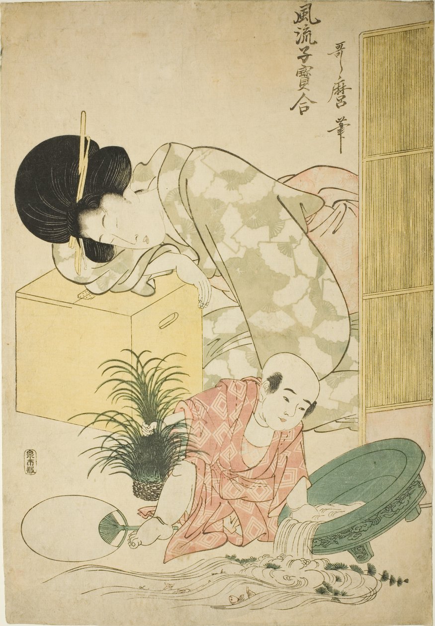 金鱼，选自 "小宝贝的优雅比较（Furyu kodakara awase）"系列 作者 北川宇多郎