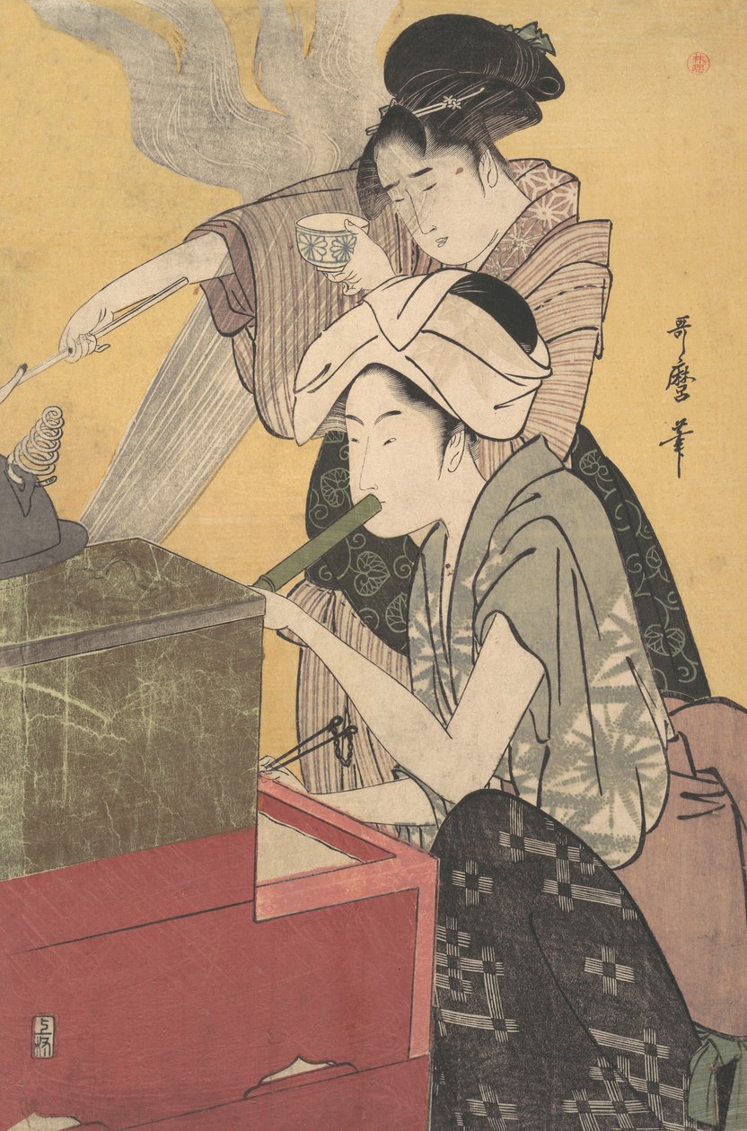 在厨房里，约1794-95。 作者 北川宇多郎