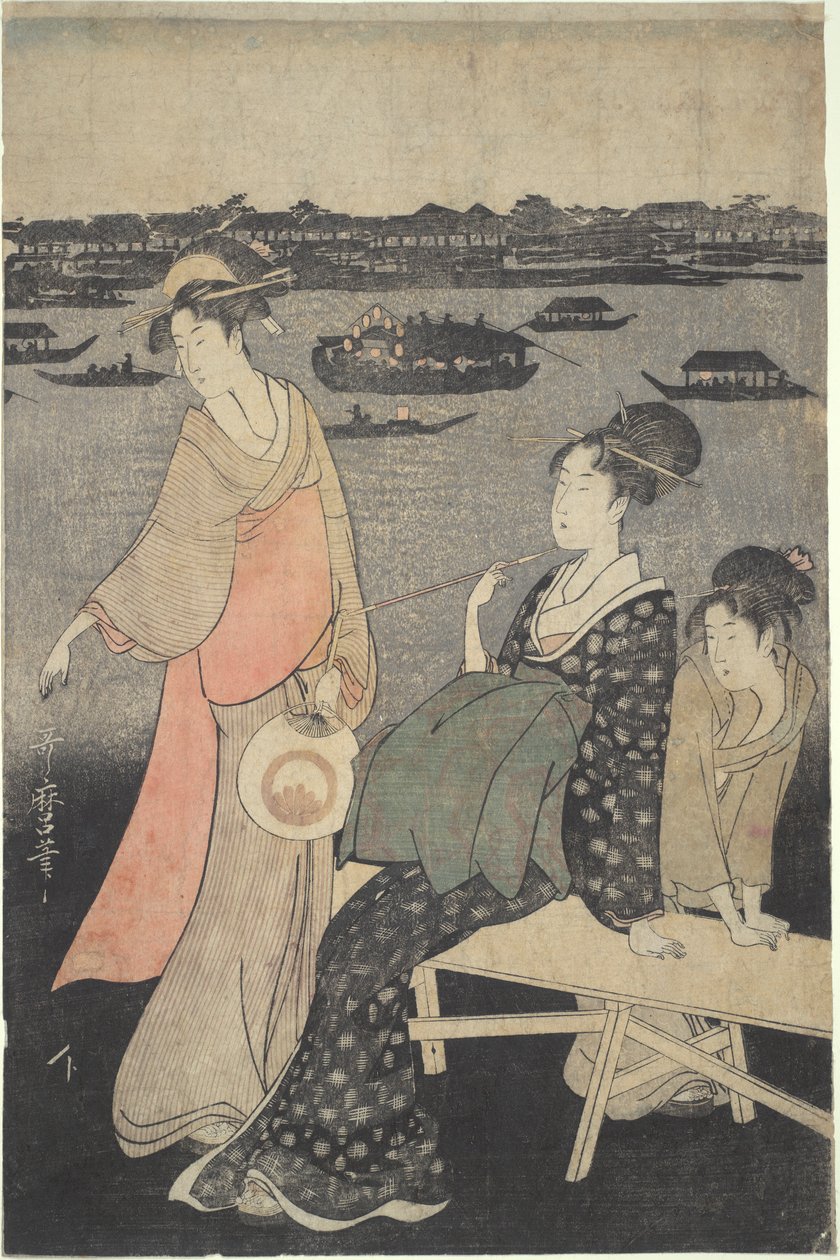 川边夜祭：隅田川美景 作者 北川宇多郎
