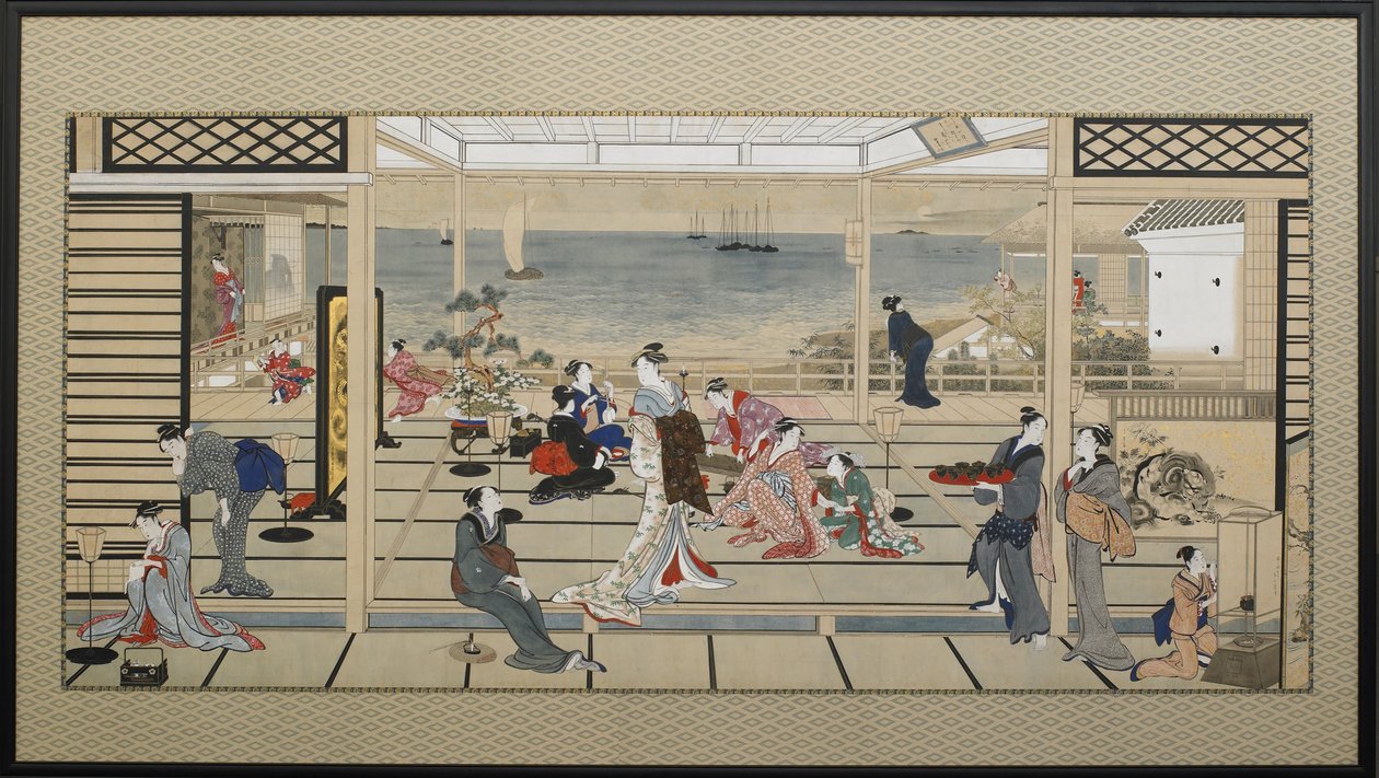相思堂（Dozo Sagami）的月光狂欢（Moonlight Revelry），摄于18世纪晚期。 作者 北川宇多郎