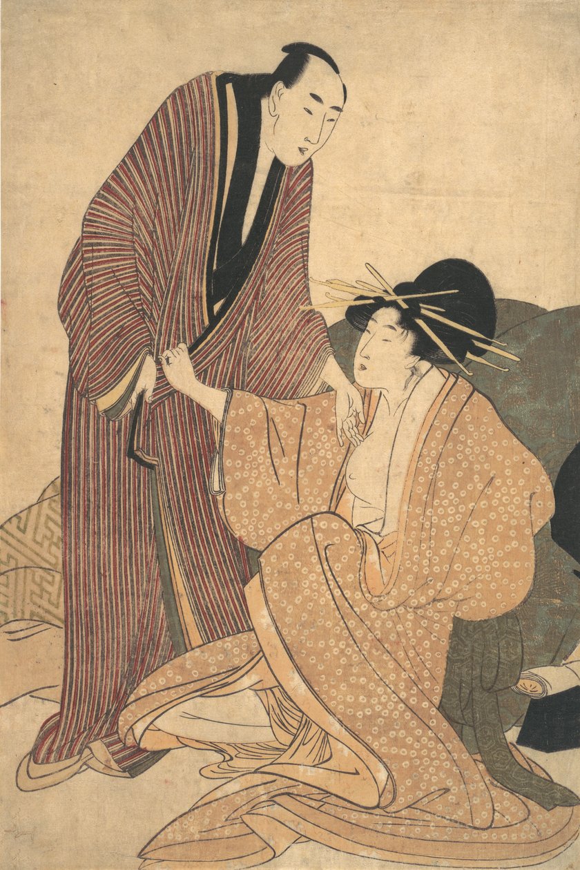 恋人的离别：歌妓和她的情人，约1800年。 作者 北川宇多郎