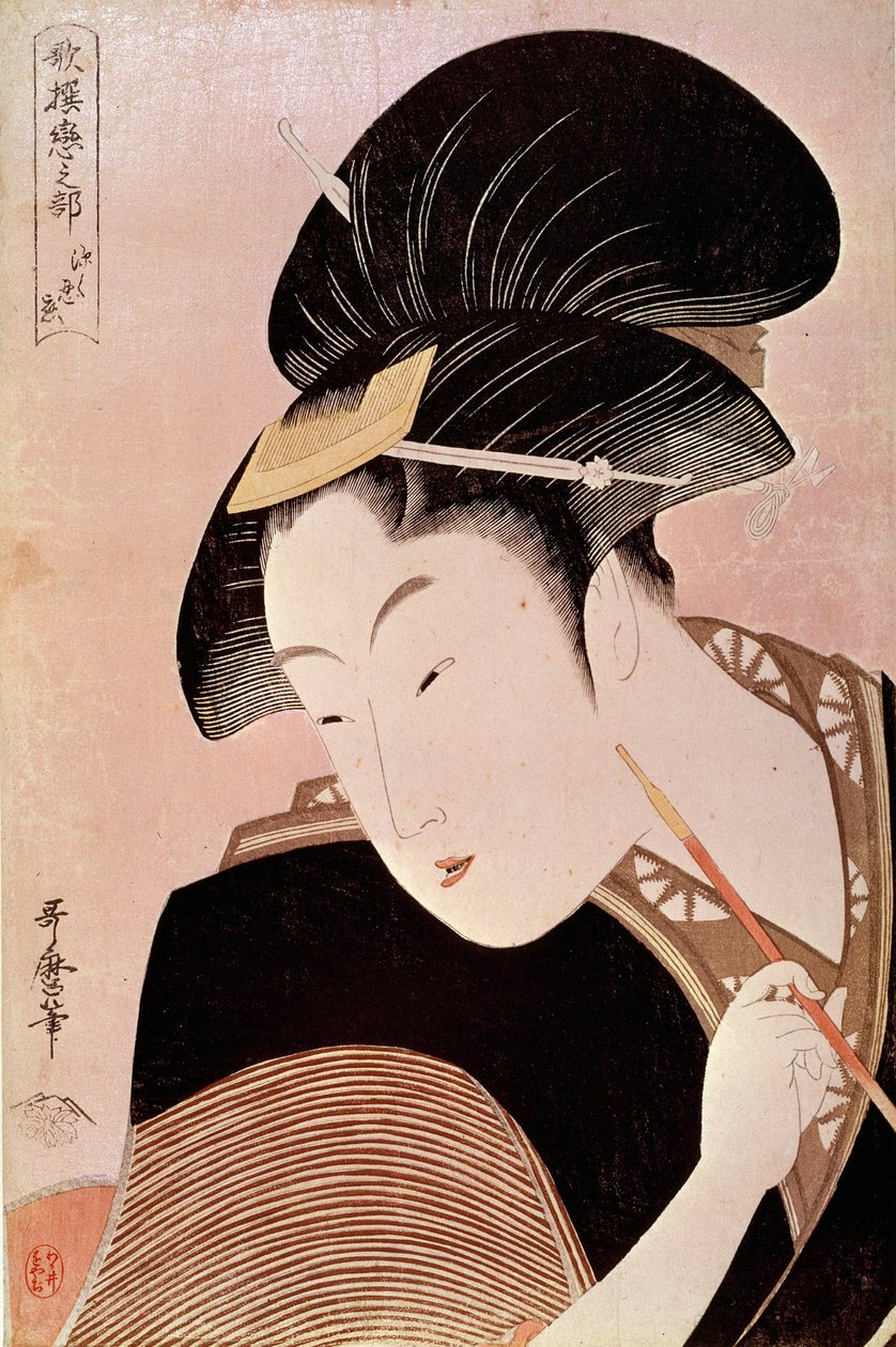 女人的肖像 北川武太郎（1753-1806）的日本版画 作者 北川宇多郎