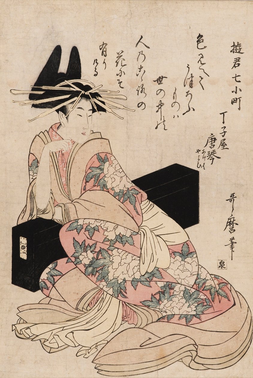 印刷品--歌妓Chojiya Karakoto，18世纪 作者 北川宇多郎