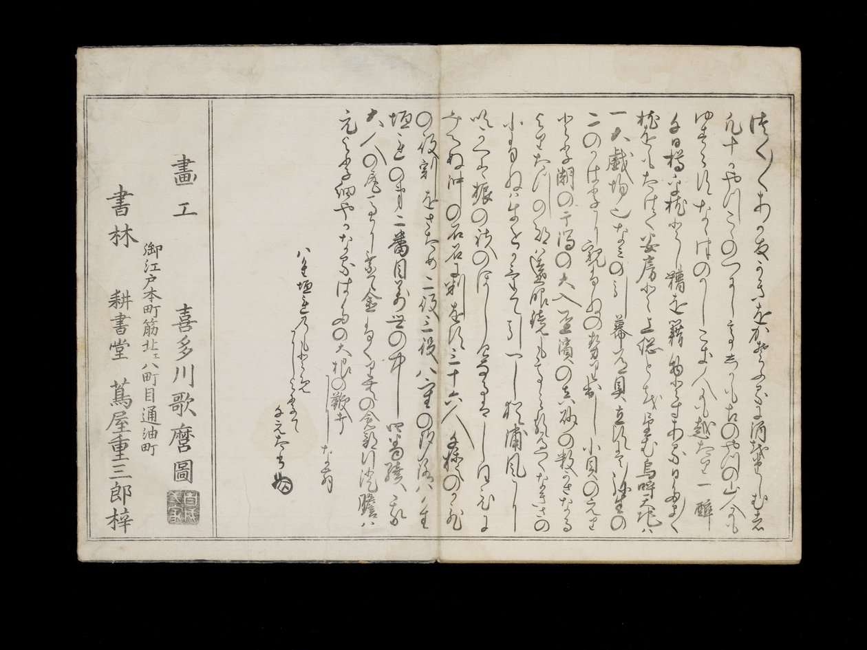 Shiohi no tsuto（来自大浪淘沙的礼物），被称为Shell Book，1789（彩色木版画） 作者 北川宇多郎