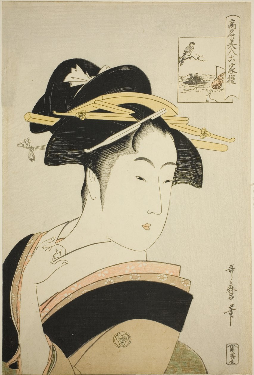 高岛大久，选自 "媲美六大诗人的著名美女（Komei bijin rokkasen）"系列 作者 北川宇多郎