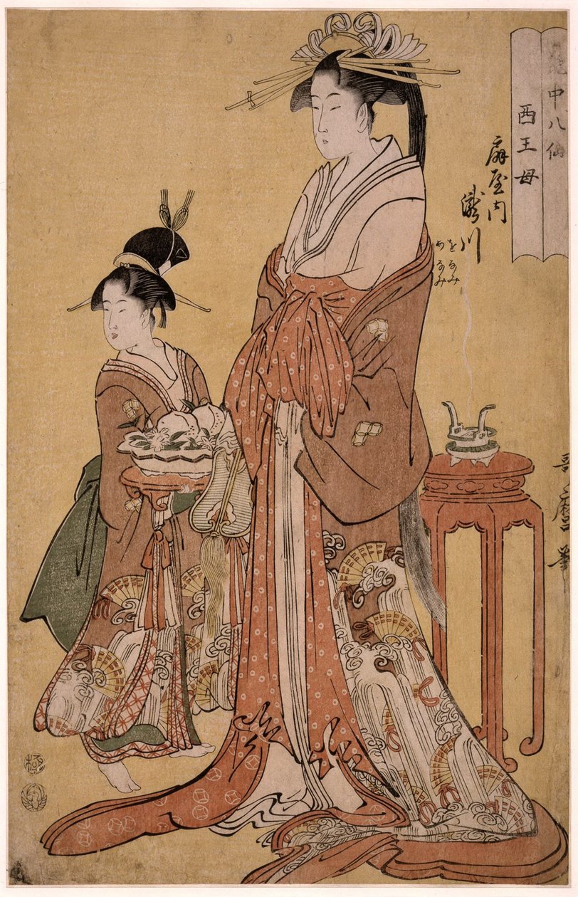 小宫八号的川，来自《爱的艺术中的不朽》系列，1793年 作者 北川宇多郎