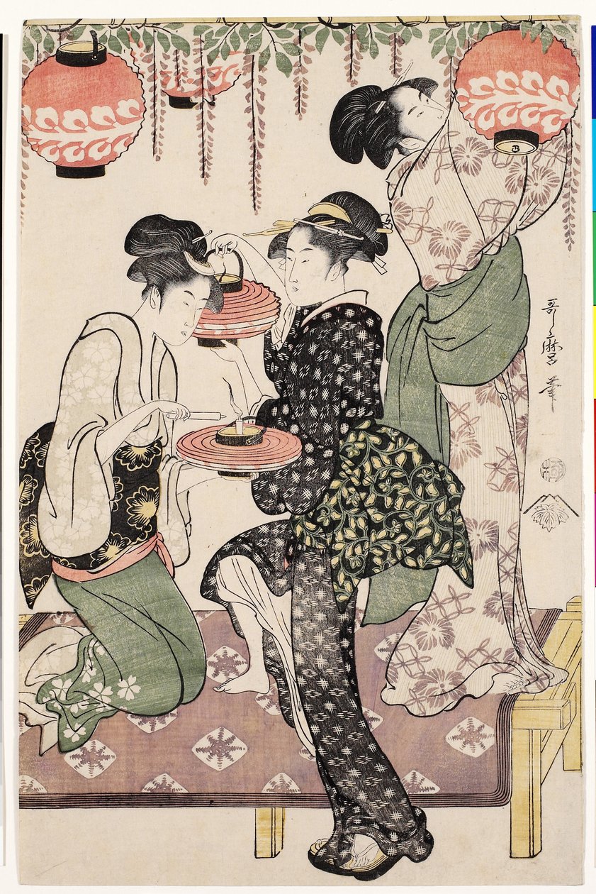 紫藤花茶茶馆的女孩，1795年 作者 北川宇多郎