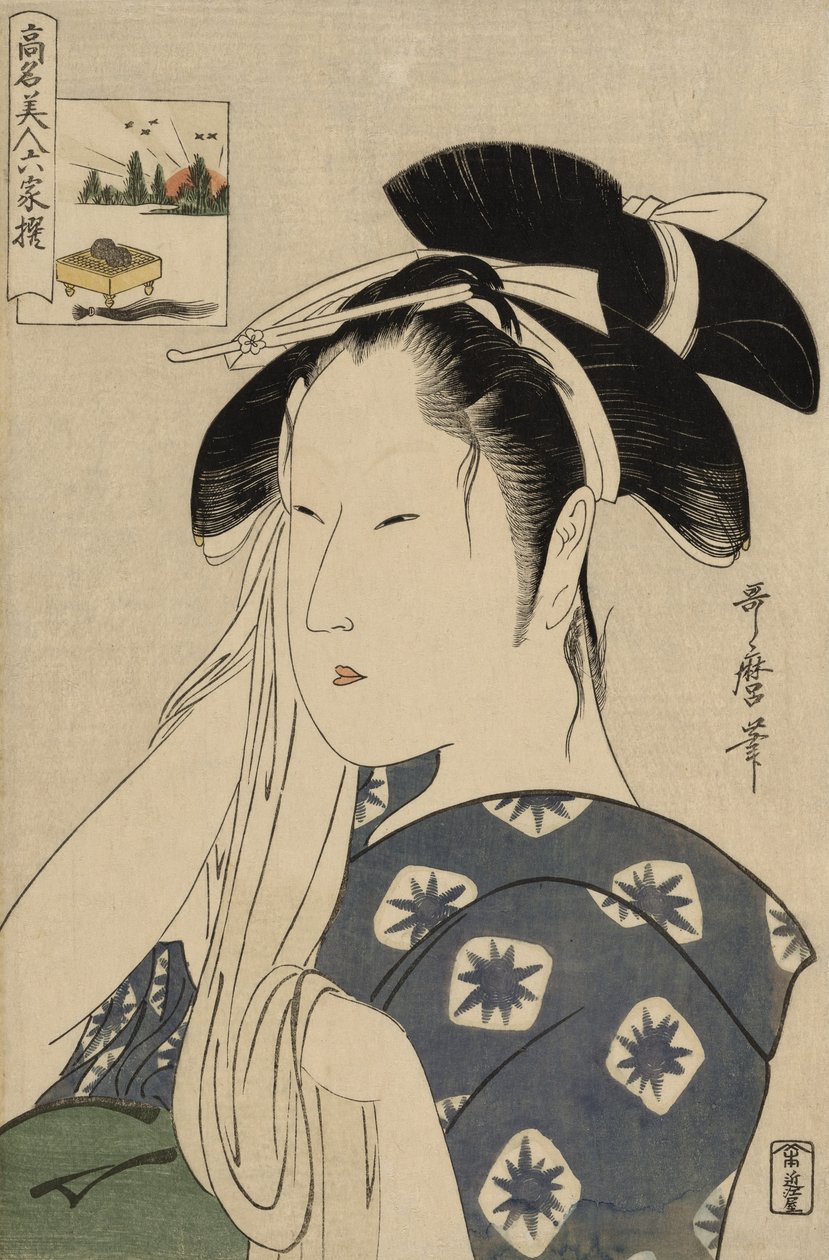 朝日寡妇，出自《六大仙人比喻》中的著名美女 作者 北川宇多郎