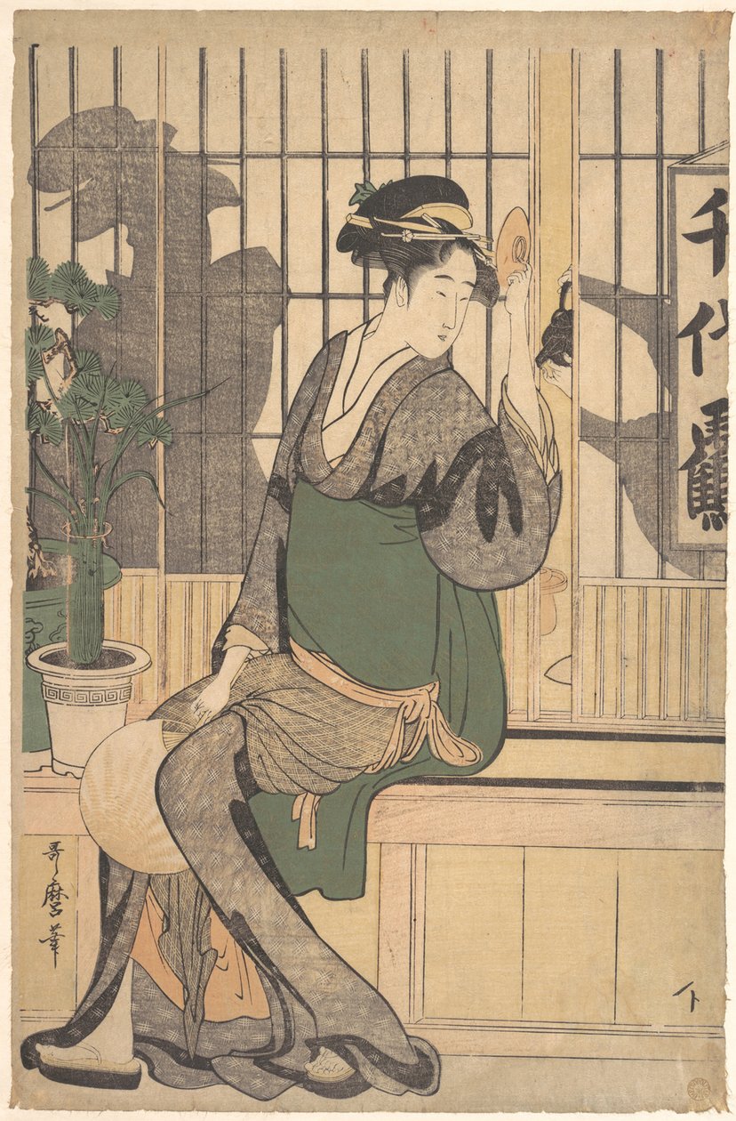 千代市千代茶馆的影子，1790年代 作者 北川宇多郎