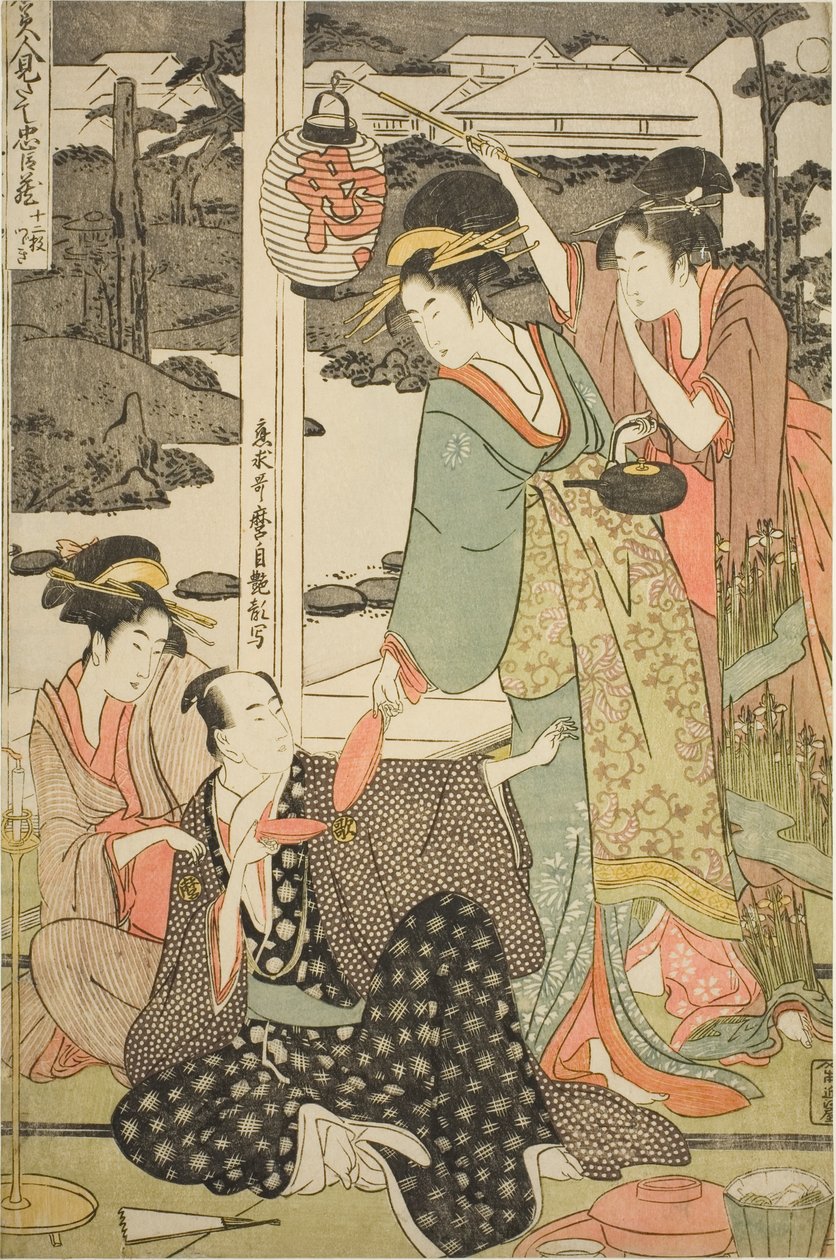 著名美人模仿的春樱剧：一套十二幅版画（Komei bijin mitate Chushingura, junimai tsuzuki） 作者 北川宇多郎