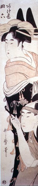 宫女Agemaki和她的英雄Sukeroku，约1797-98（彩色木版画） 作者 北川宇多郎