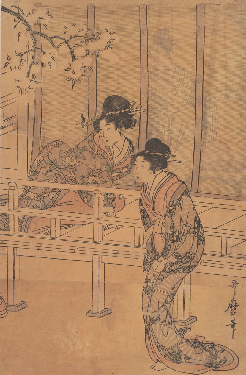 Rokujo女士被Aoi公主拜访，约1805年。 作者 北川宇多郎