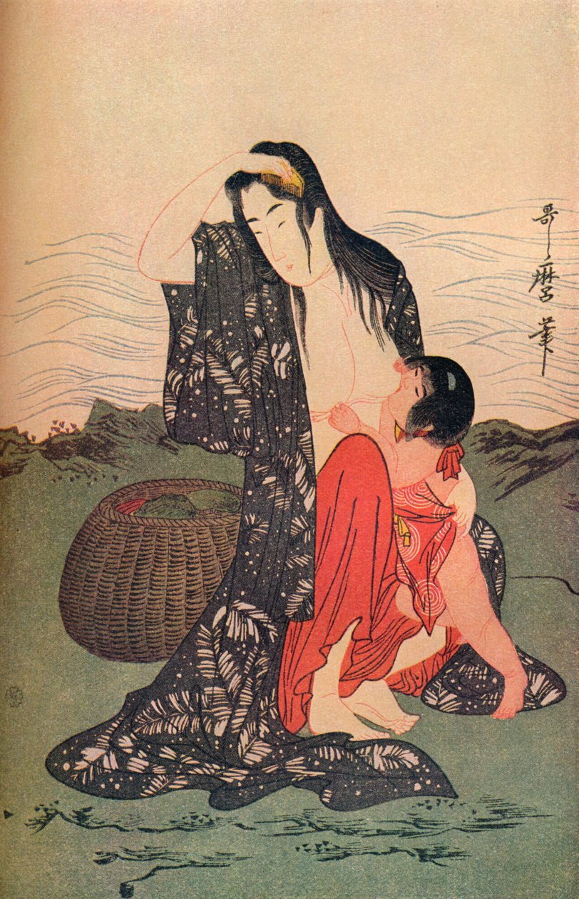 The Pearl Divers的中央面板，c1797-98，1936年。 作者 北川宇多郎