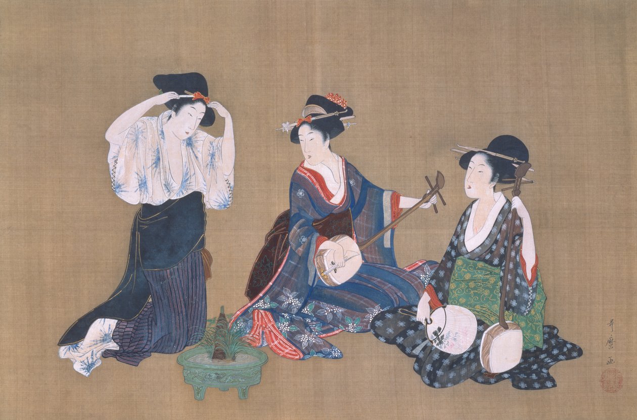 三个美人，约 1790 年 作者 北川宇多郎