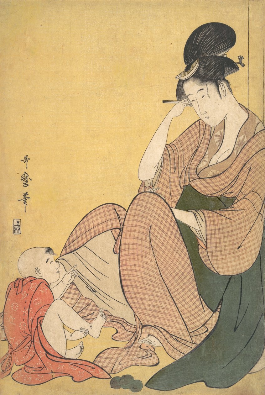 女人和孩子，约1794-95。 作者 北川宇多郎