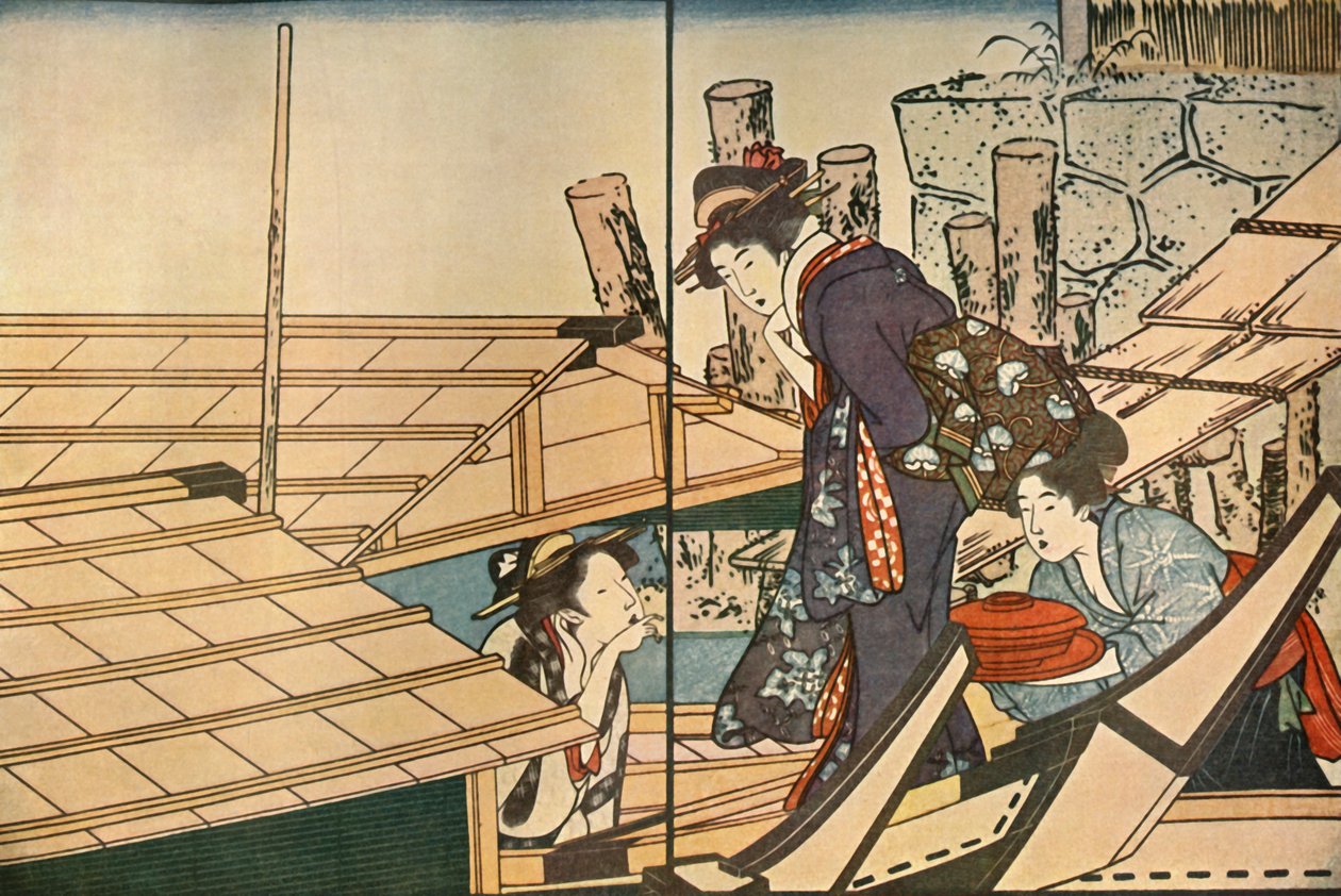 妇女在船上，1801年，1924年。 作者 北川宇多郎