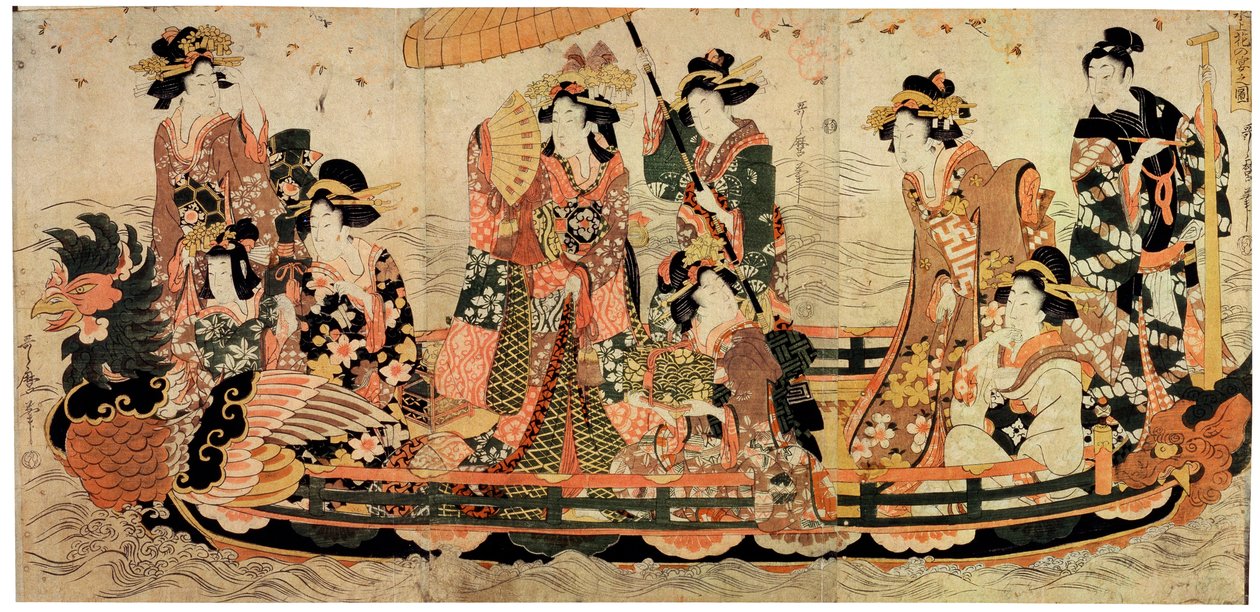 赏花赏樱，19世纪初。 作者 北川羽太郎二世