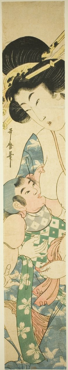 母亲哺育孩子 作者 北川羽太郎二世