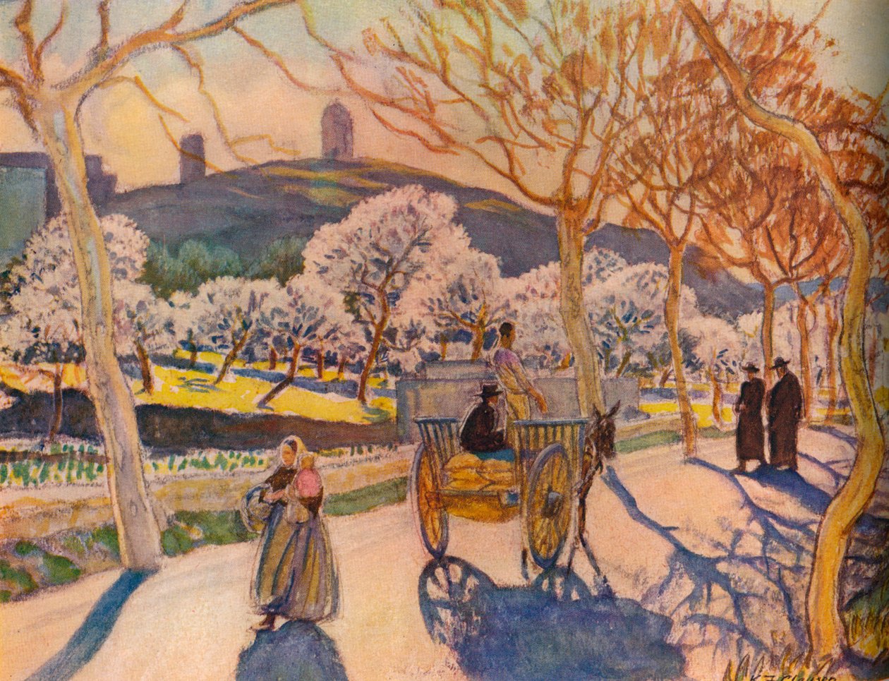 阳光和杏花，伊比沙》，1936年。 作者 基蒂·克劳森