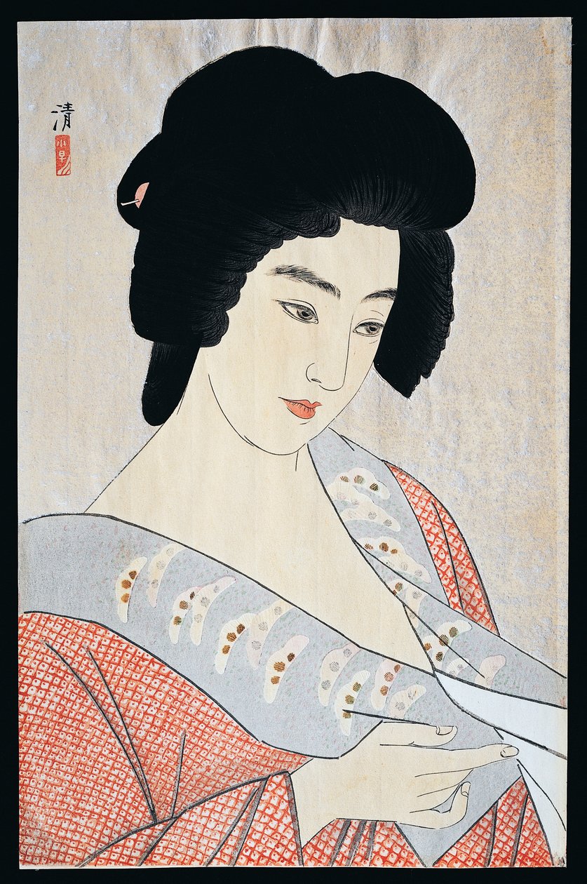 艺伎一丸，约1933年，小早川清(1896-1948)，奥班木刻，40.5x26厘米，明治昭和时期，日本，20世纪 作者 小早川清