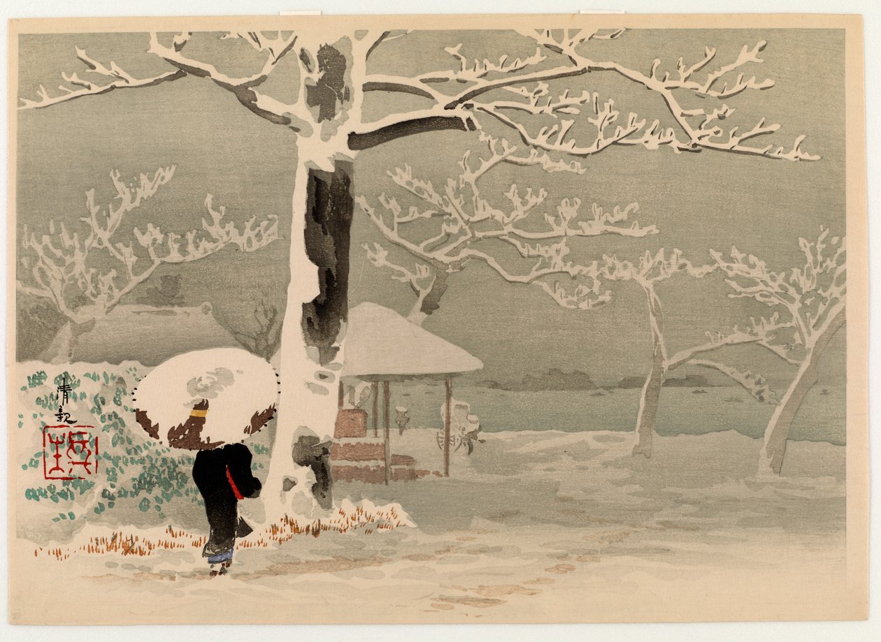 隅田川的雪，19世纪30年代（彩色木版画） 作者 小林清一