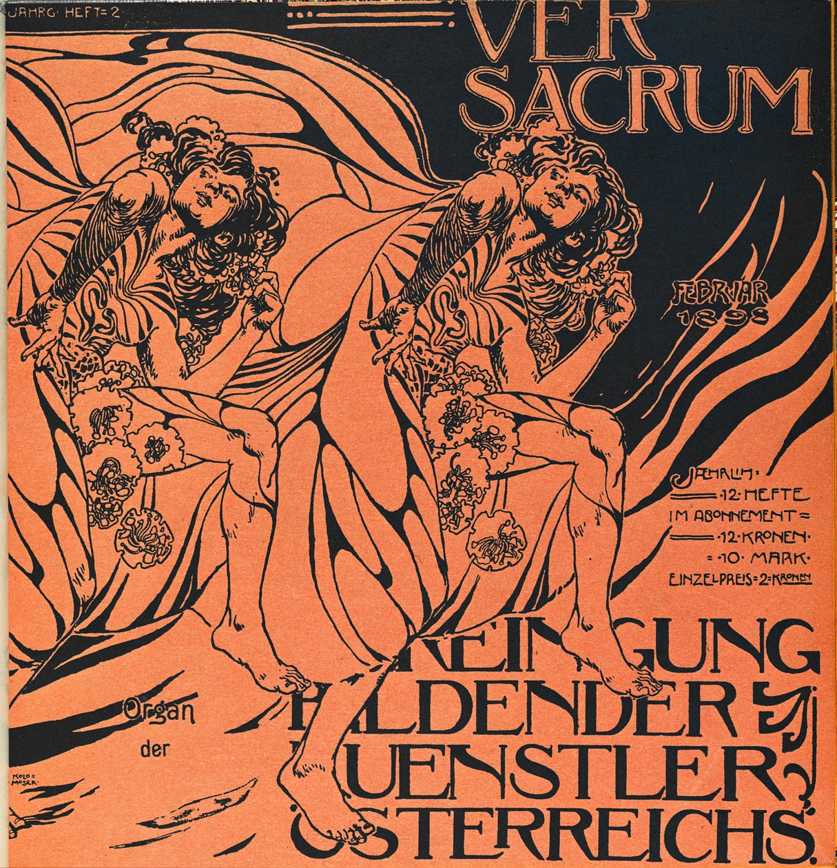 新艺术运动杂志《Ver Sacrum》1898 年 2 月刊封面... 作者 科洛曼·莫泽（Koloman Moser）