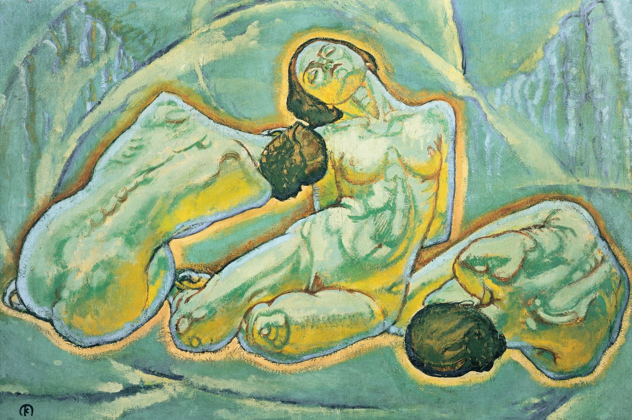 Drei kauernde Frauen - 三个蹲着的女人......（布面油画） 作者 科洛曼·莫泽（Koloman Moser）