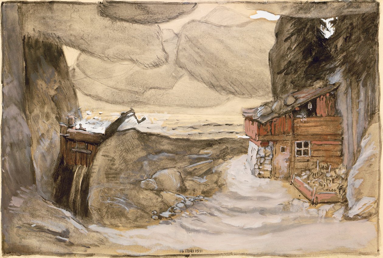 朱利叶斯·比特纳（Julius Bittner）的歌剧《德尔伯格湖》的舞台设计，1910-1911年。 作者 科洛曼·莫泽（Koloman Moser）
