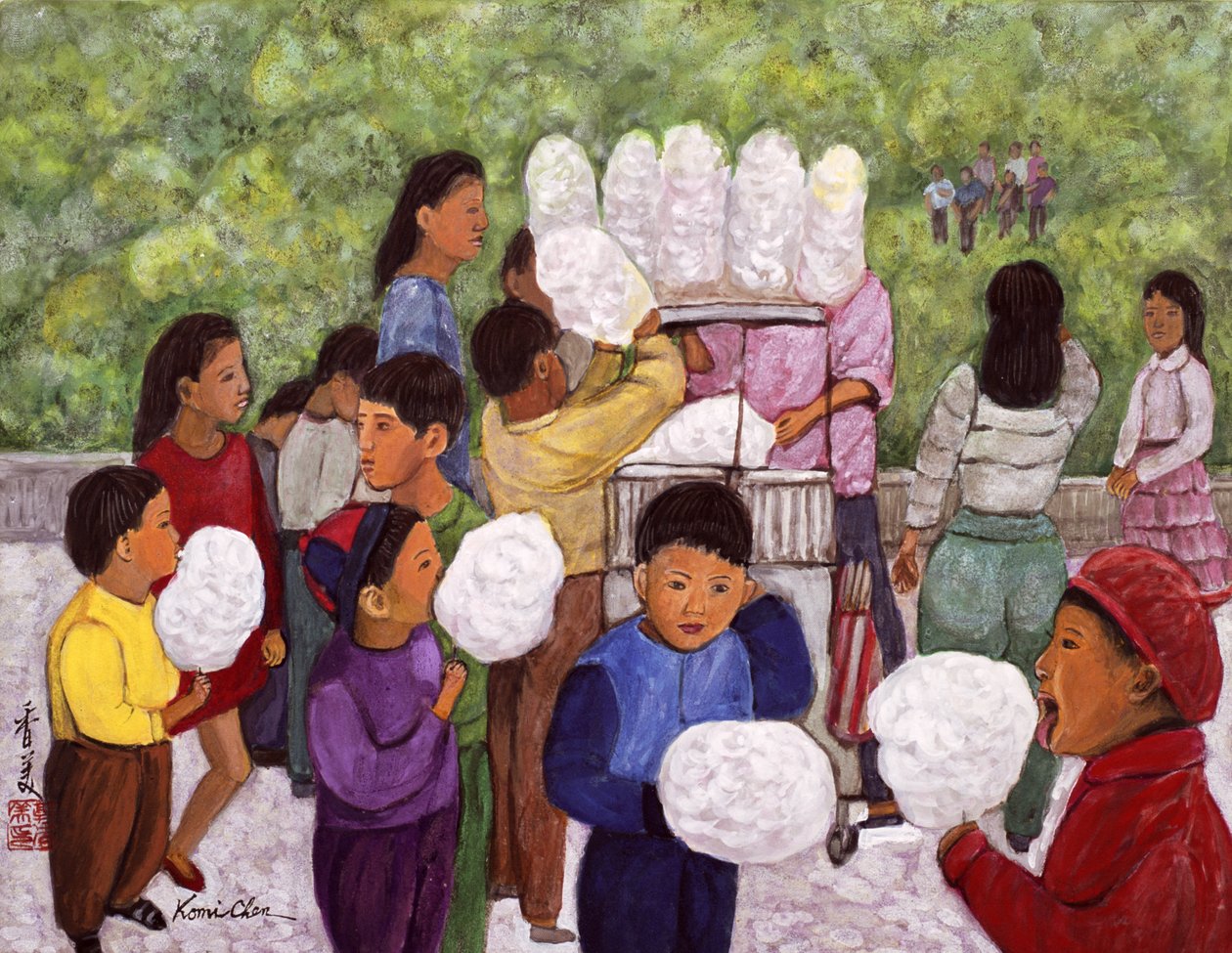 棉花糖，1992年（丝绸上的水粉） 作者 陈美