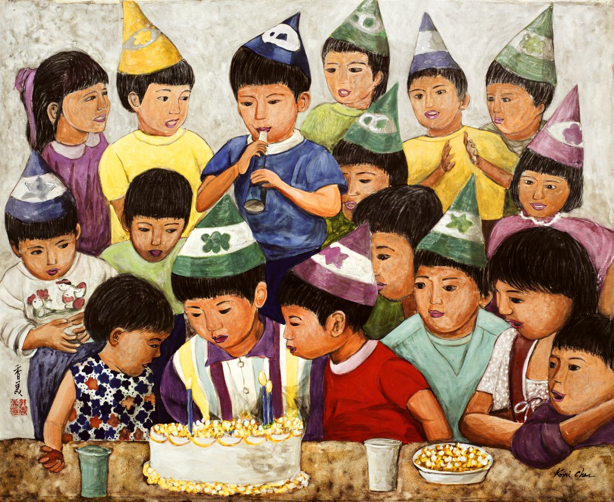 1994年生日快乐（丝绸上的水粉） 作者 陈美