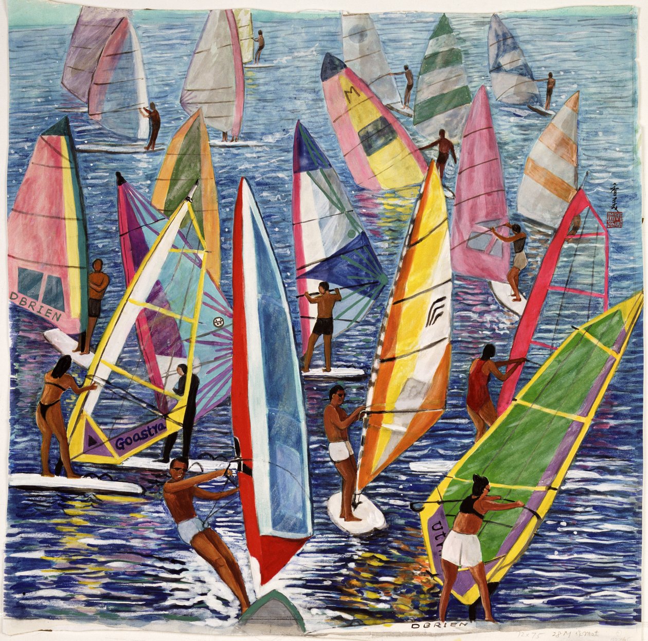 Smooth Sailing，1992（丝绸上的水粉） 作者 陈美