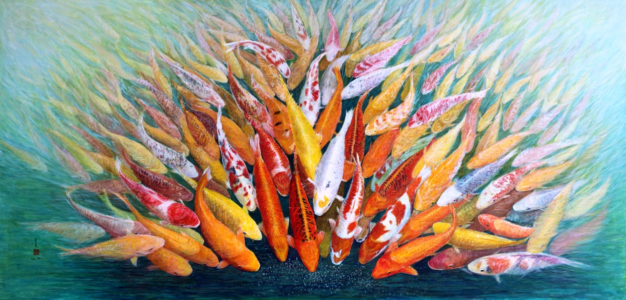 竞争，2011年（宣纸上的东方古画）。 作者 陈美