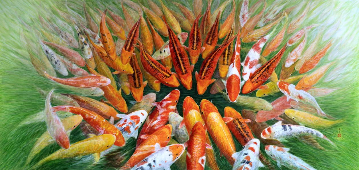 对抗，2012年（东方水粉画，宣纸）。 作者 陈美