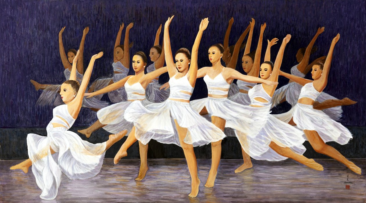 一起飞翔，2015（东方水粉画在宣纸上）。 作者 陈美
