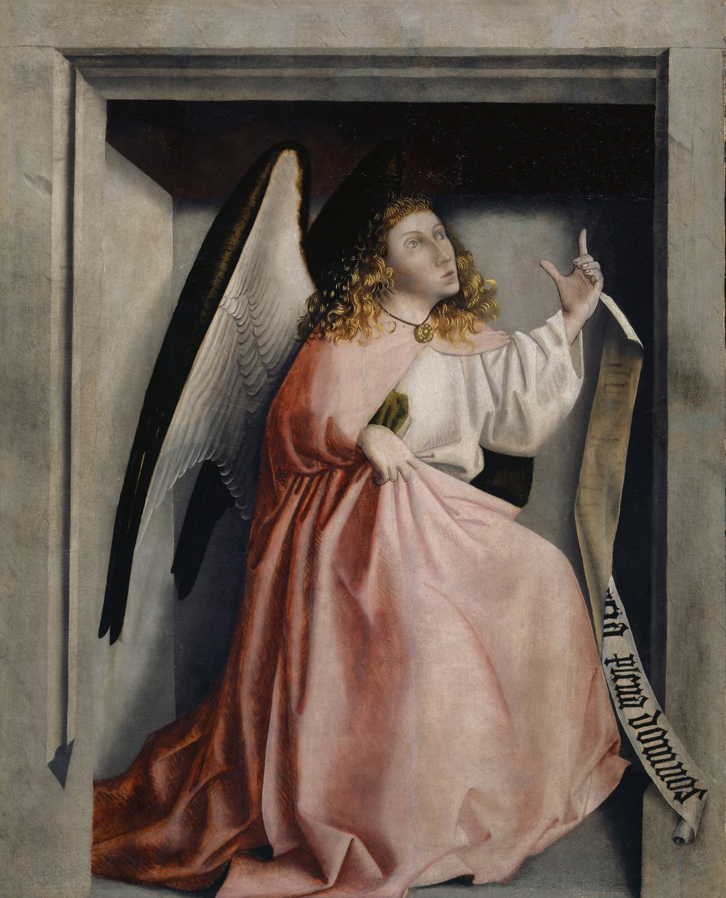 来自Heilspiegel Altarpiece的天使报喜，c.1435（橡木面板上的混合媒体） 作者 康拉德·吉茨（Konrad Jitz）