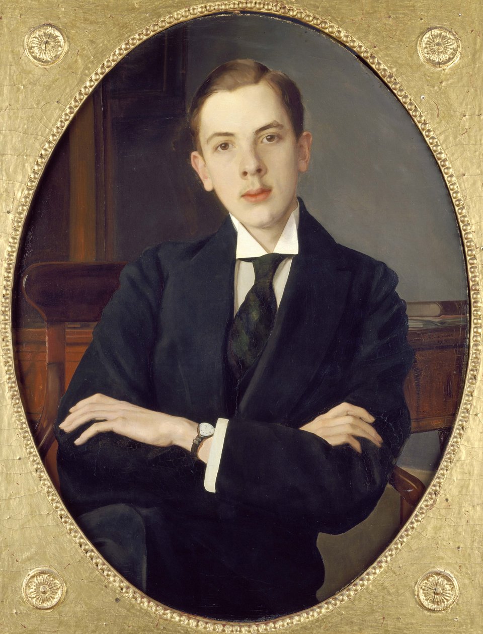 艺术家的侄子Evgenia Sergheevich Mikhailov，1916年 作者 康斯坦丁·安德烈维奇·索莫夫