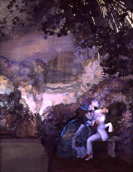 烟花，1910年（画布上的水粉和水粉） 作者 康斯坦丁·安德烈维奇·索莫夫