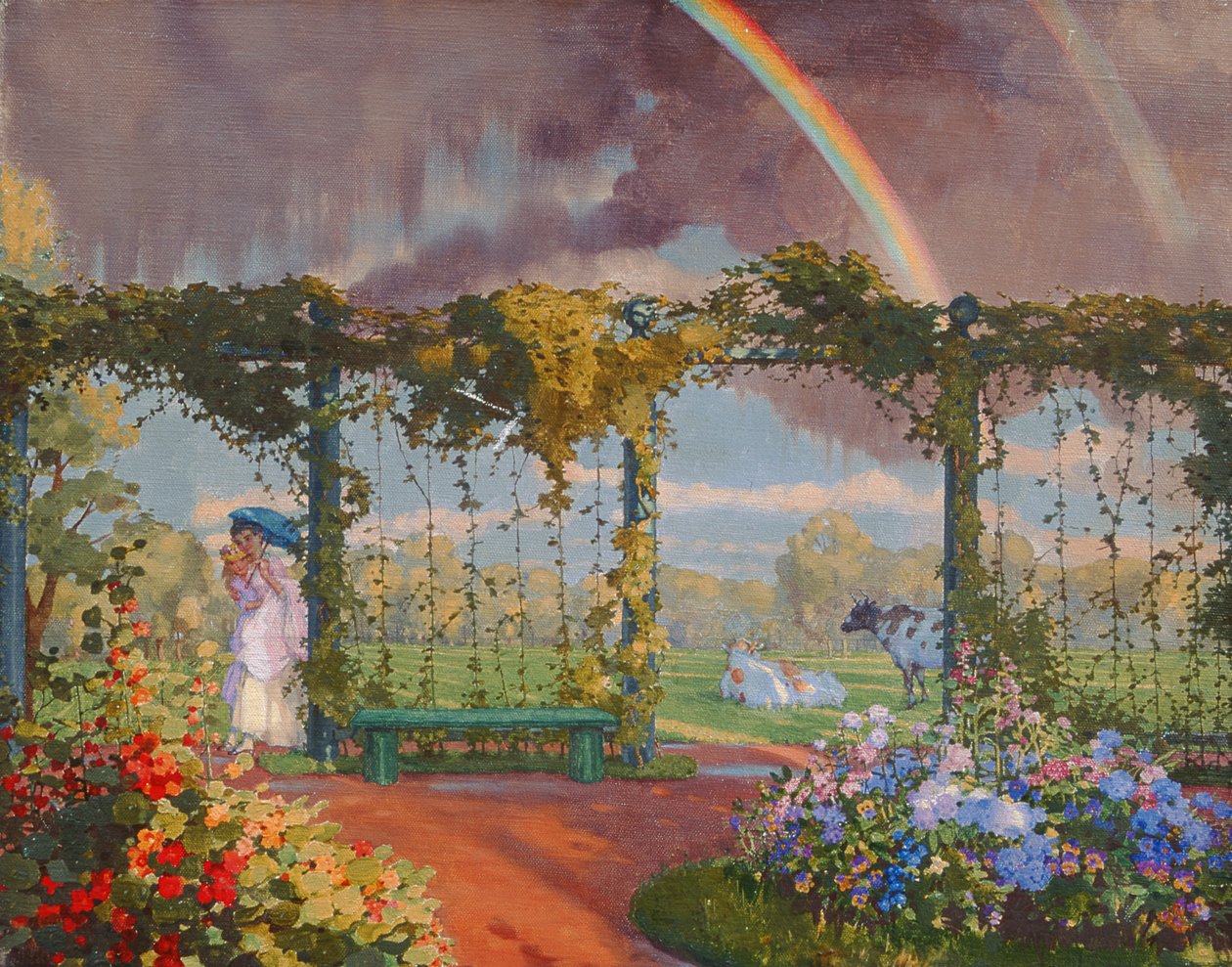 风景与彩虹，1915年 作者 康斯坦丁·安德烈维奇·索莫夫