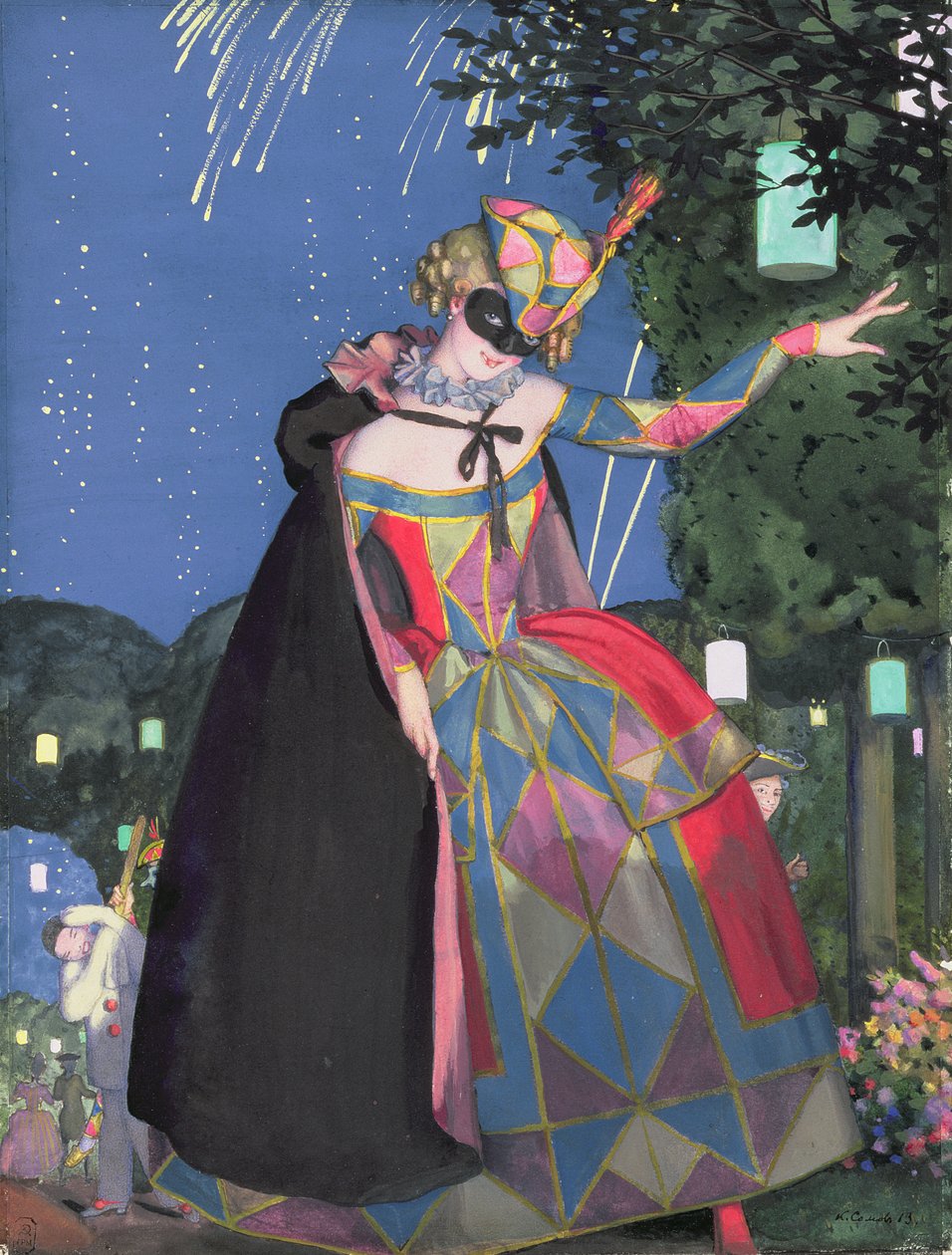 哥伦拜恩的小舌头，1913年（纸上的水粉和水粉） 作者 康斯坦丁·安德烈维奇·索莫夫