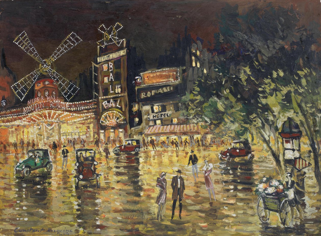 红磨坊 - 康斯坦丁·阿列克谢耶维奇·科罗文（1861-1939）。 纸板上的油。 尺寸：40,5x55,6 厘米。 私人收藏 作者 康斯坦丁·阿列克谢耶维奇·科罗文