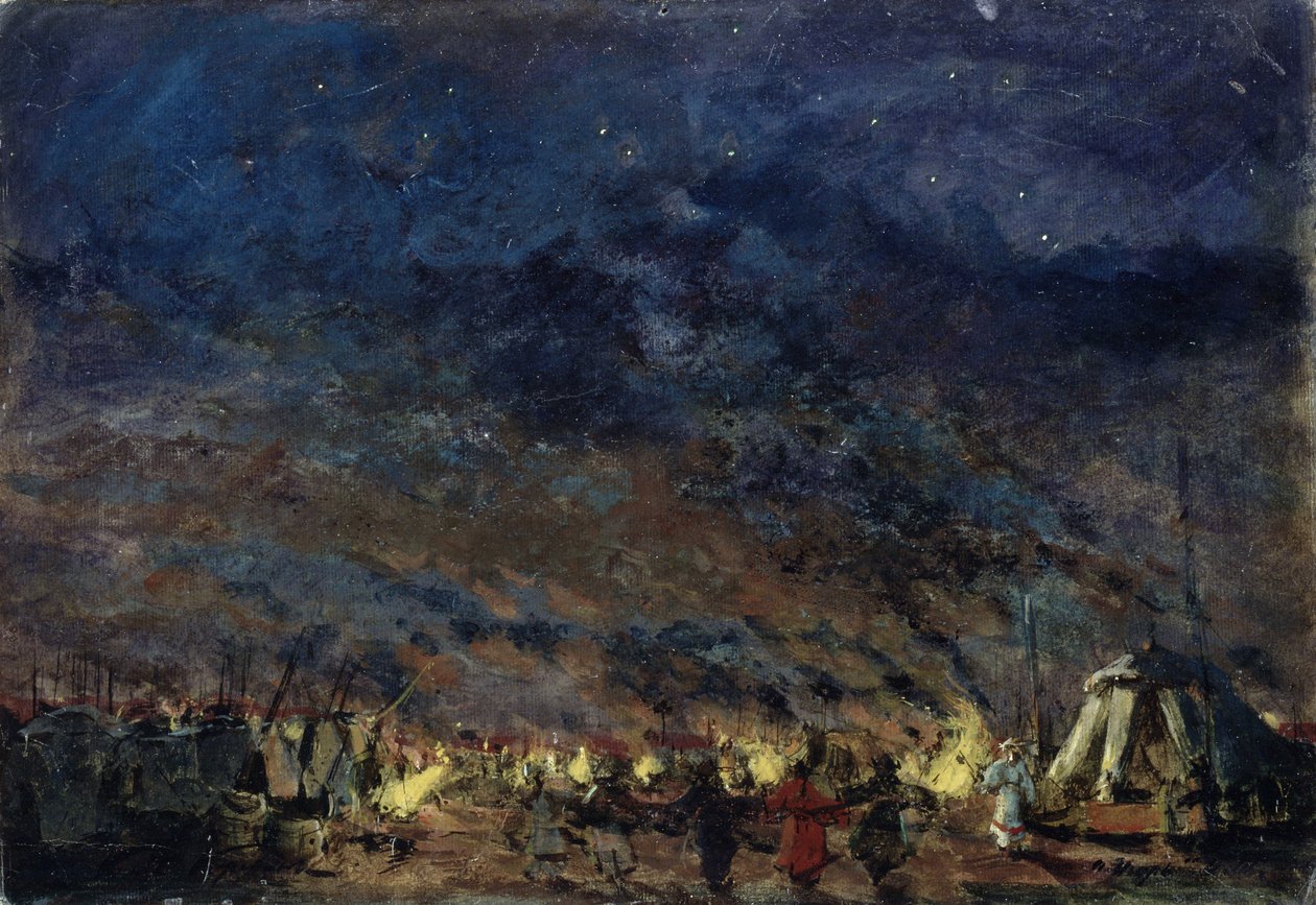 Polovtsian营地。 A. Borodin的歌剧《伊戈尔王子》的舞台设计，1914年 作者 康斯坦丁·阿列克谢耶维奇·科罗文