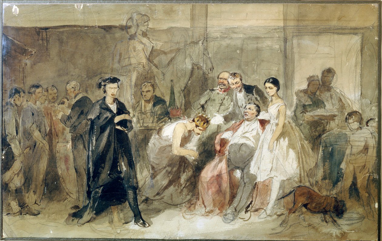 Derriere le rideau dans le theatre serf - Oeuvre de Konstantin Alexandrovich Trutovsky (Troutovsky) (1826-1893) - Behind the curtain in the serf theatre - Aquarelle sur papier - Art russe 作者 康斯坦丁·亚历山德罗维奇·特鲁托夫斯基