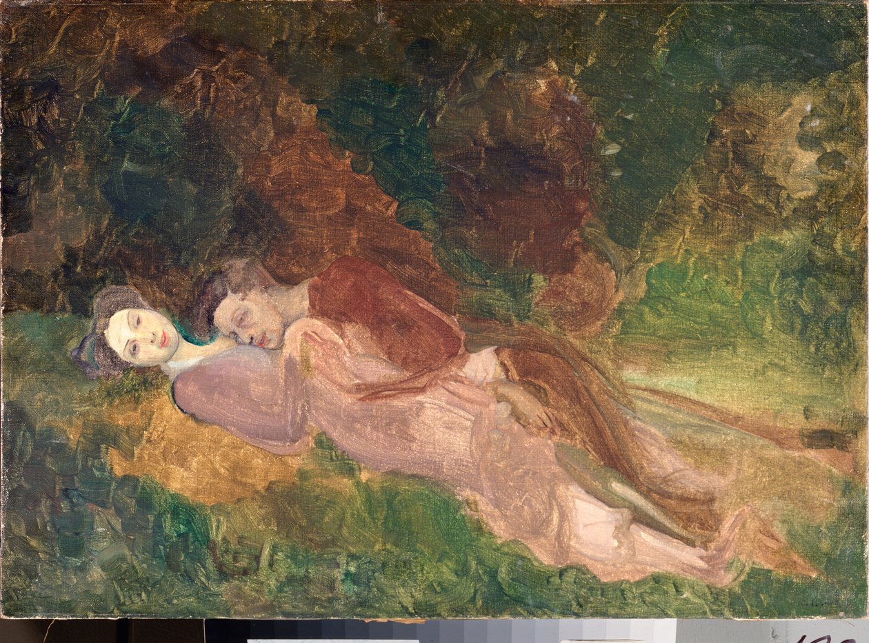 Amoureux（恋人）--康斯坦丁（康斯坦丁）-安德列耶维奇-索莫夫（1869-1939 年）的油画，布面油画 作者 康斯坦丁·安德烈维奇·索莫夫