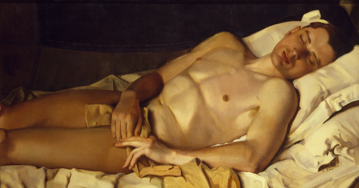 裸体男孩Boris Snezhkovsky，1937年 作者 康斯坦丁·安德烈维奇·索莫夫
